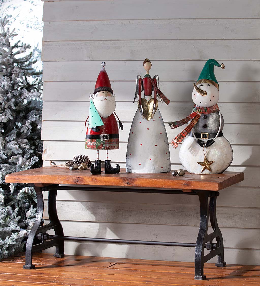 Indoor/Outdoor Vintage Holiday Snowman Metal Christmas Statue