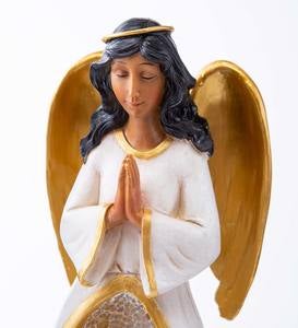 Lighted Color-Changing Glass Mosaic African American Angel Holiday Statue