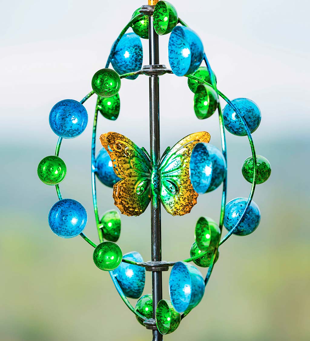 Two Tiered Butterfly Metal Wind Spinner