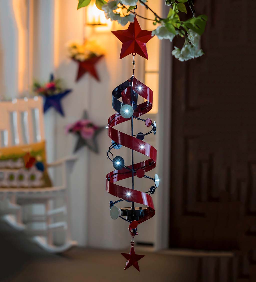 Hanging Solar Americana Metal Swirl Spinner