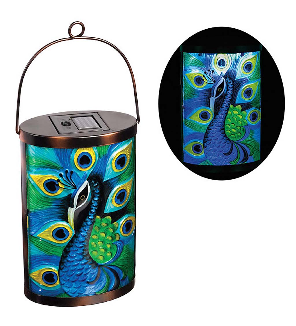 Peacock Solar Glass Lantern