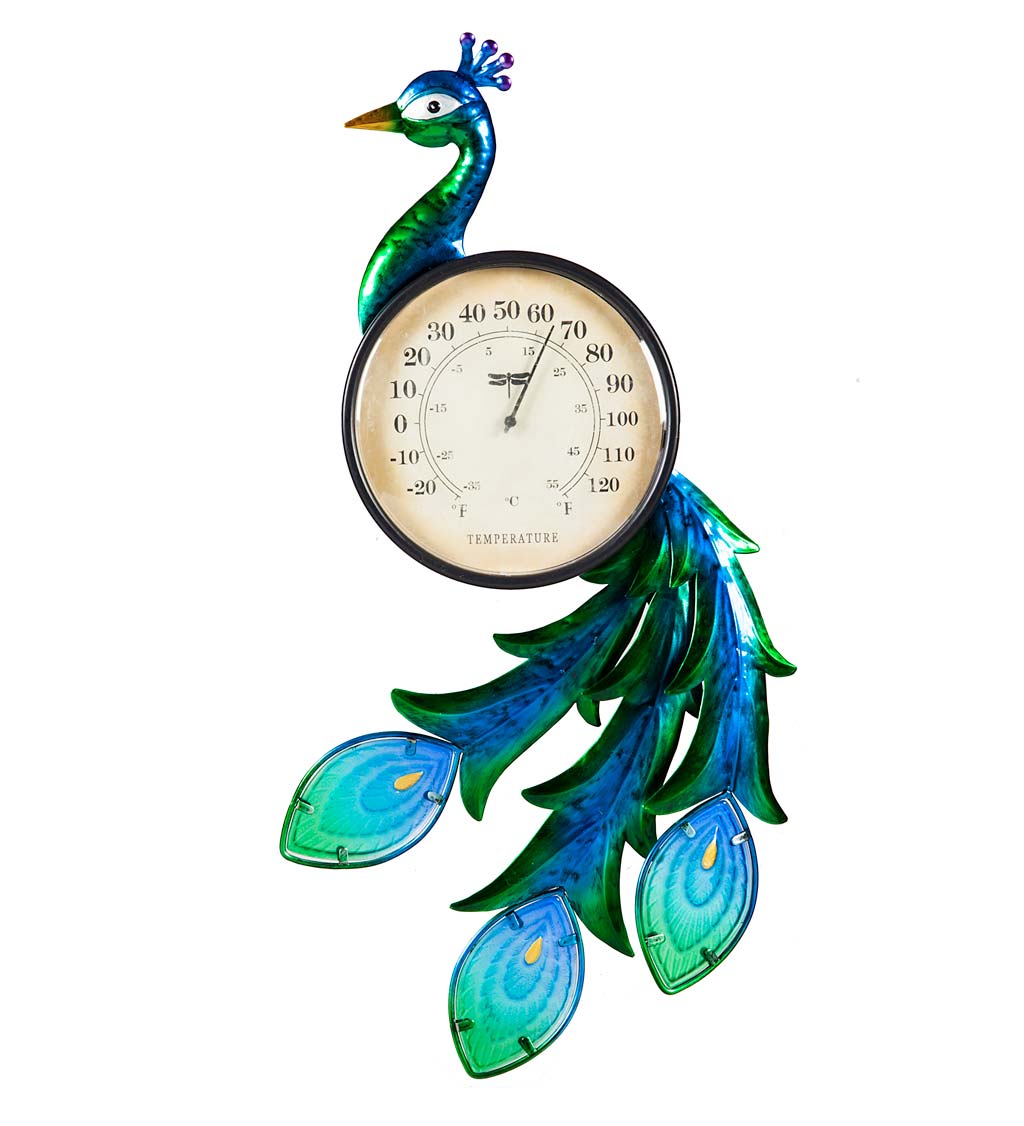 Peacock Outdoor Wall Thermometer