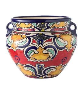 Authentic Mexican Talavera Ceramic Standing Planter Pot - Red