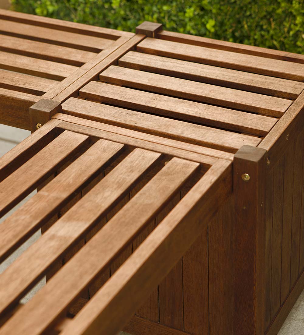 Outdoor Eucalyptus Configurable Privacy Screen Trellises, Planter/Seat and Bench