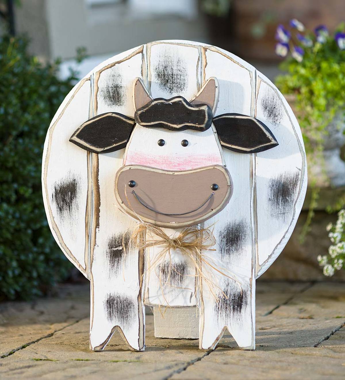 Wooden Cow Standing/Hanging Accent
