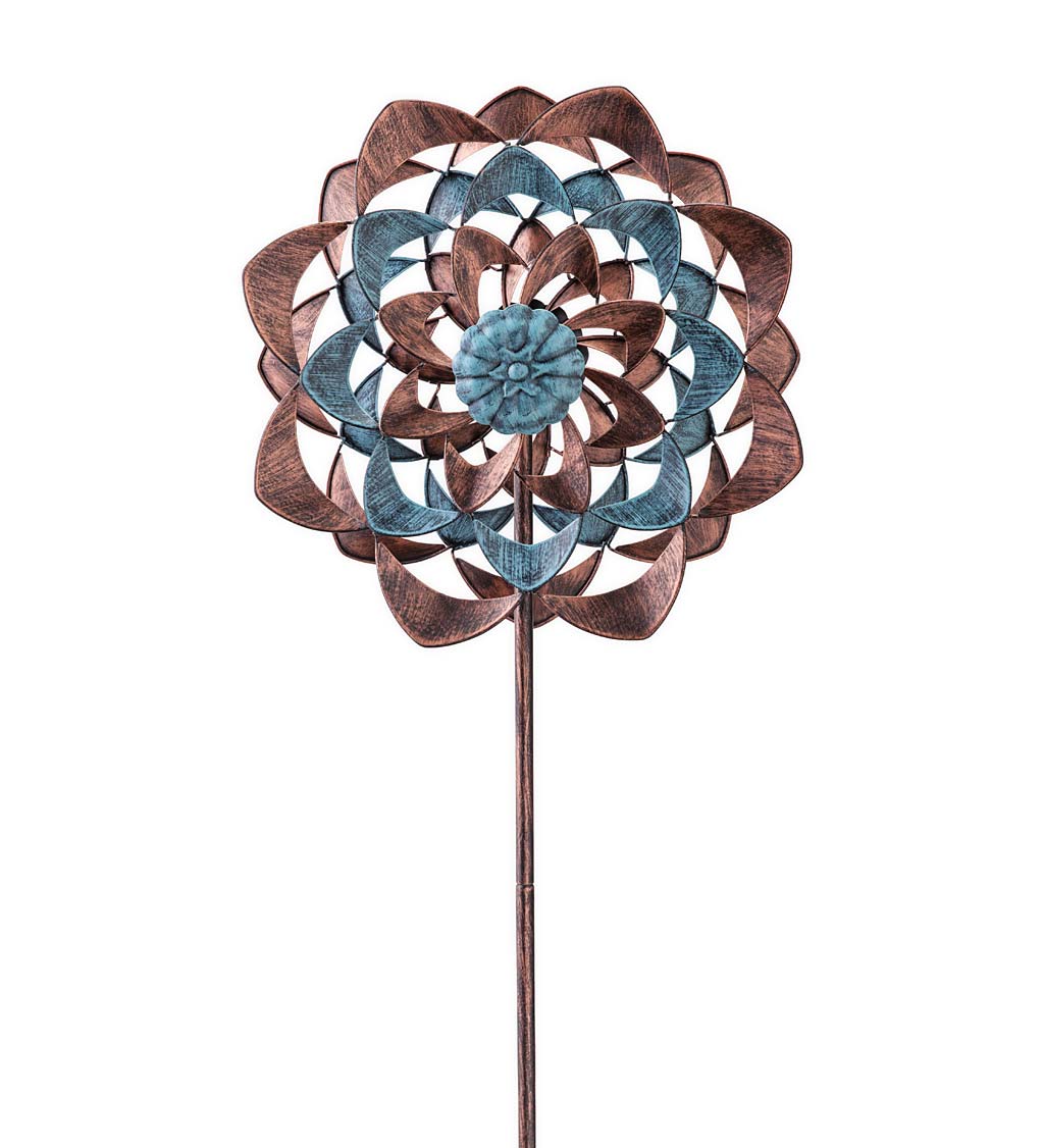 Midi Copper And Blue Zinnia Wind Spinner