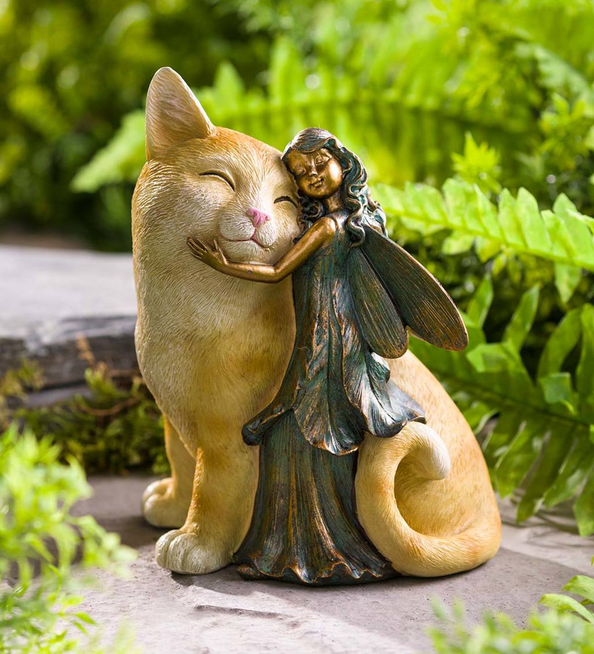 Fairy and Cat Garden Statue