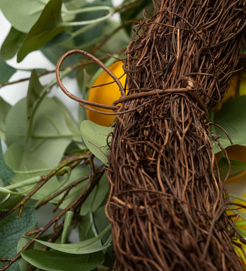 Faux Sunflower, Lemon and Eucalyptus Wreath