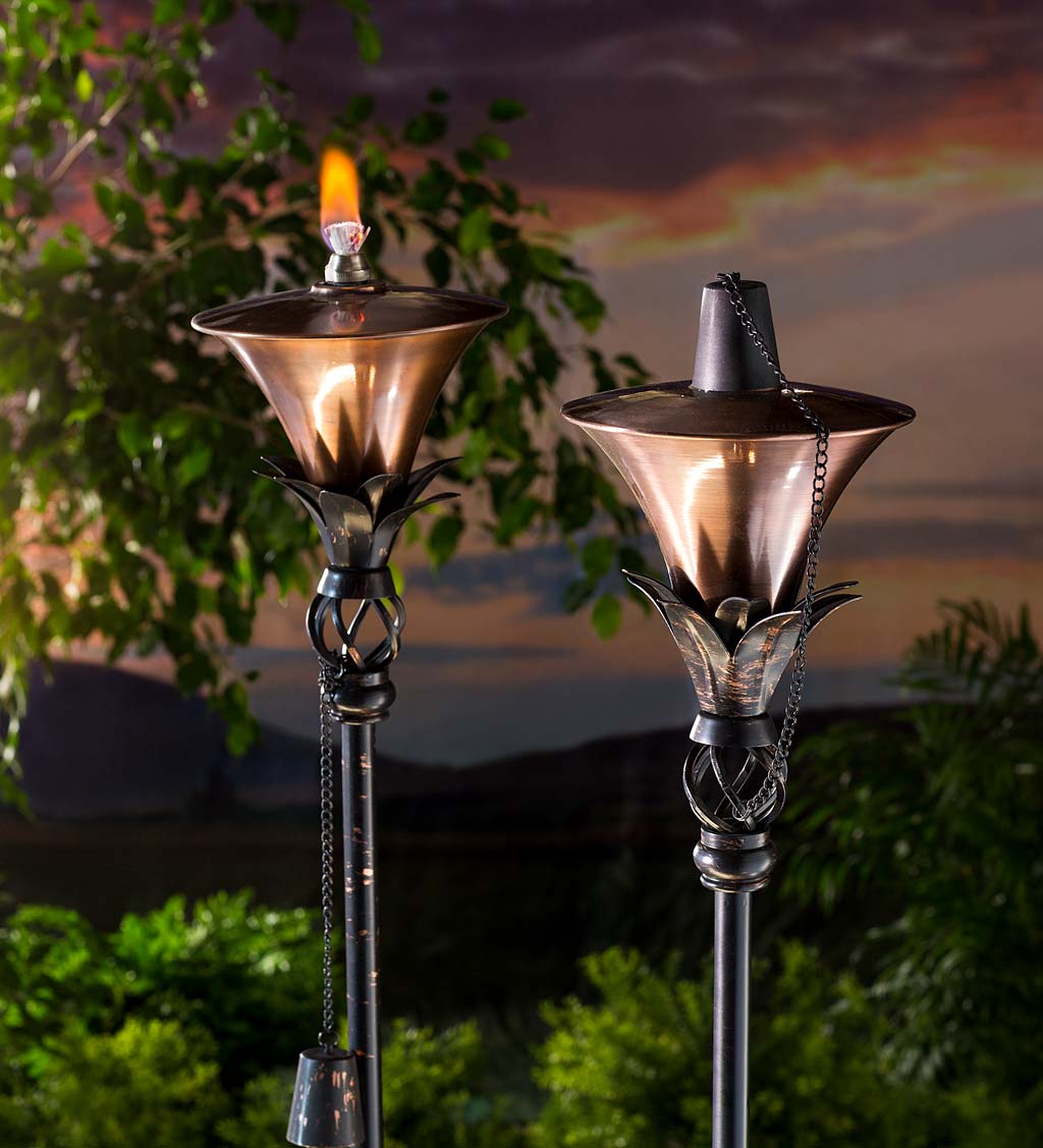 Steel Garden Torches, Set of 2