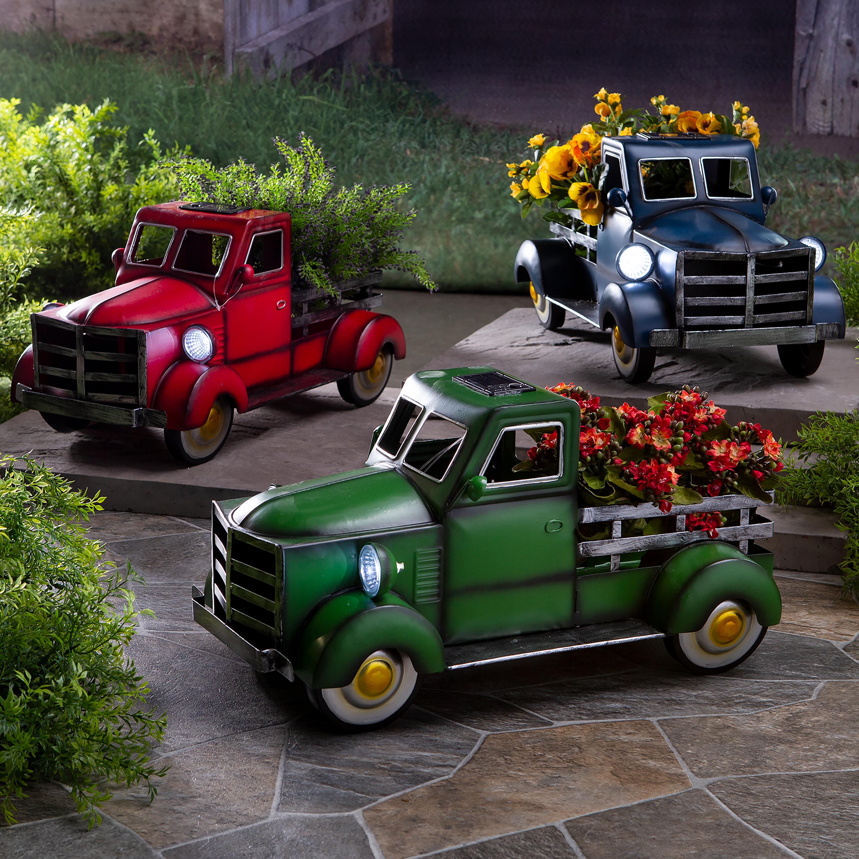 Vintage Style Solar Pickup Truck Planter