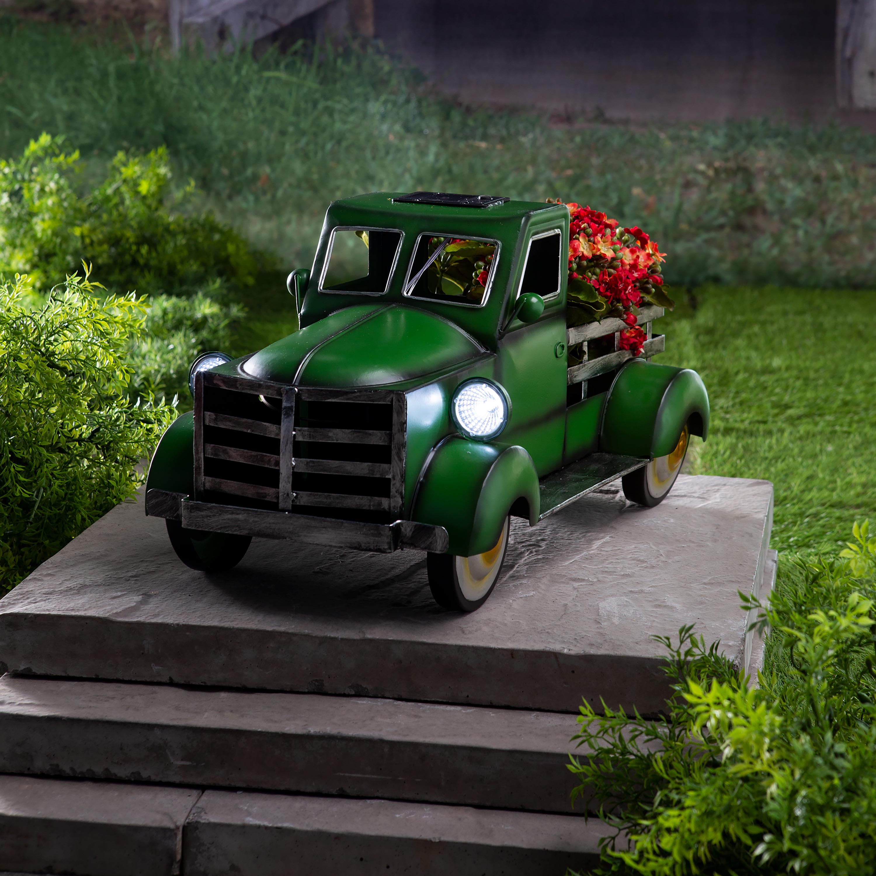 Vintage Style Solar Pickup Truck Planter