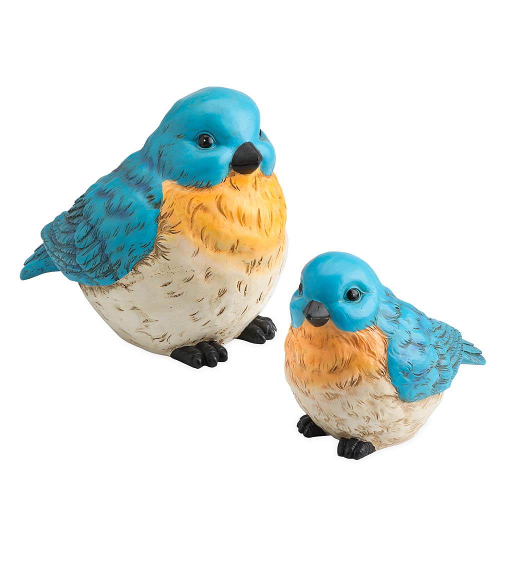 Colorful Oversized Bluebird Garden Statues, Set of 2