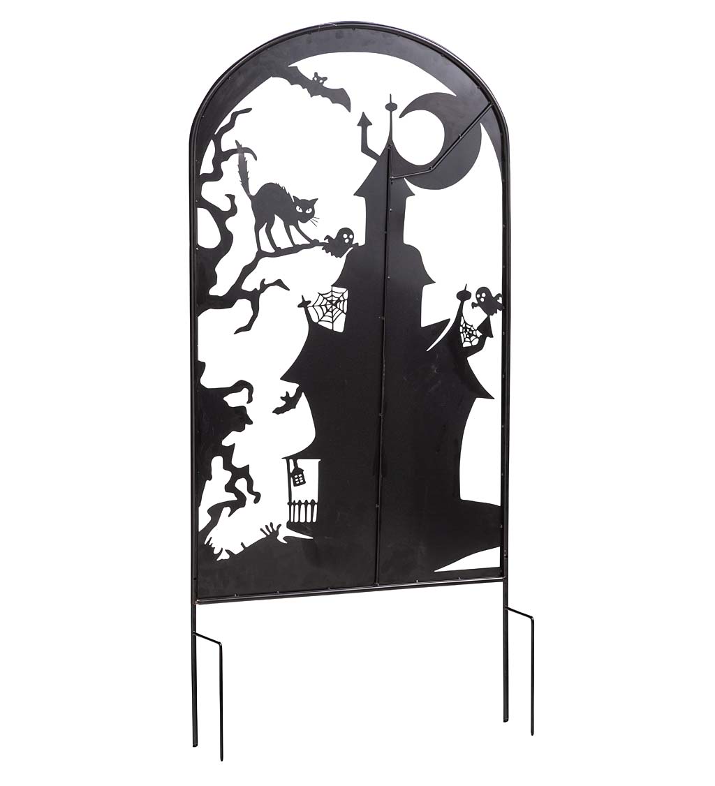 Metal Halloween Trellises In Witch And Haunted House Designs