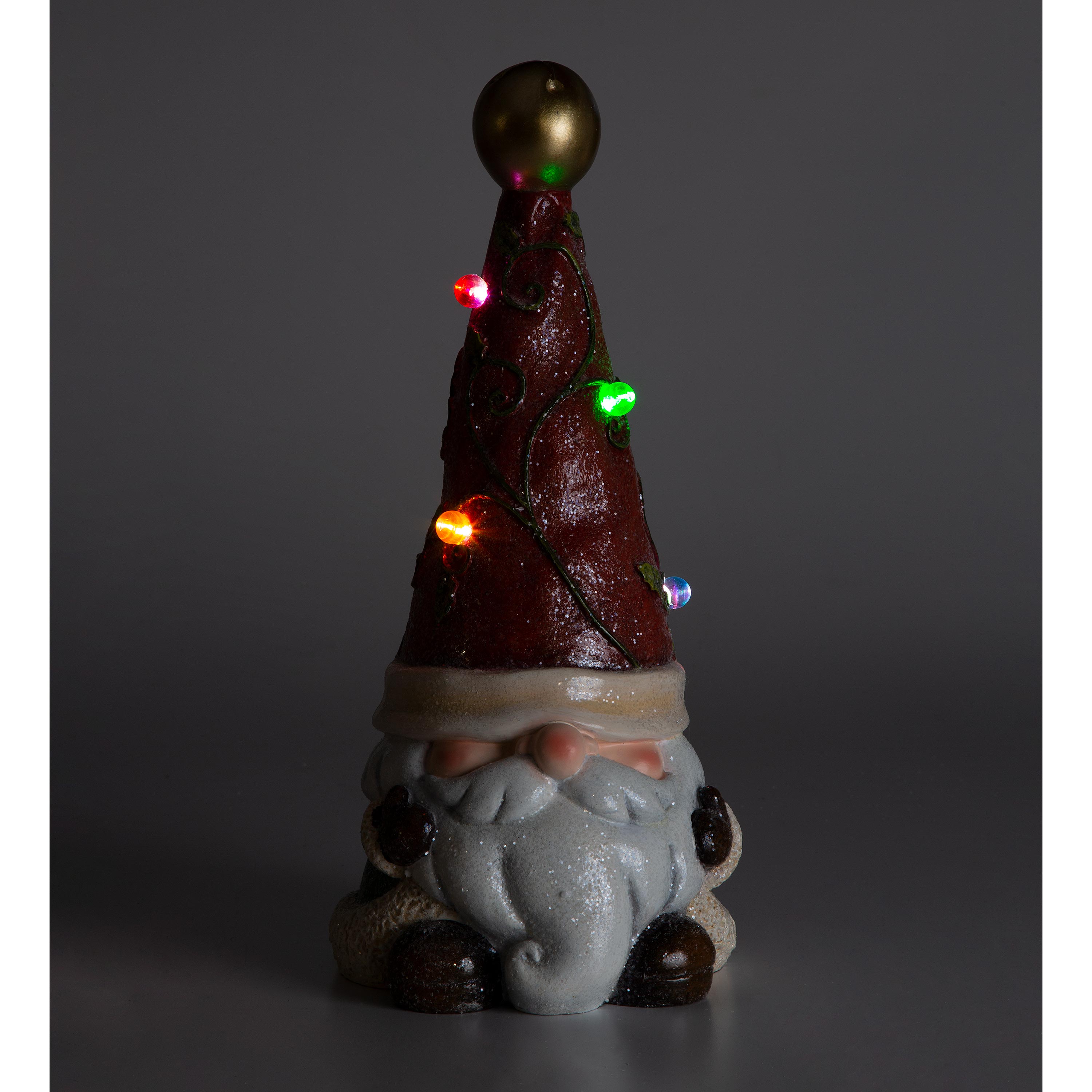 Lighted Holiday Garden Gnome Statue