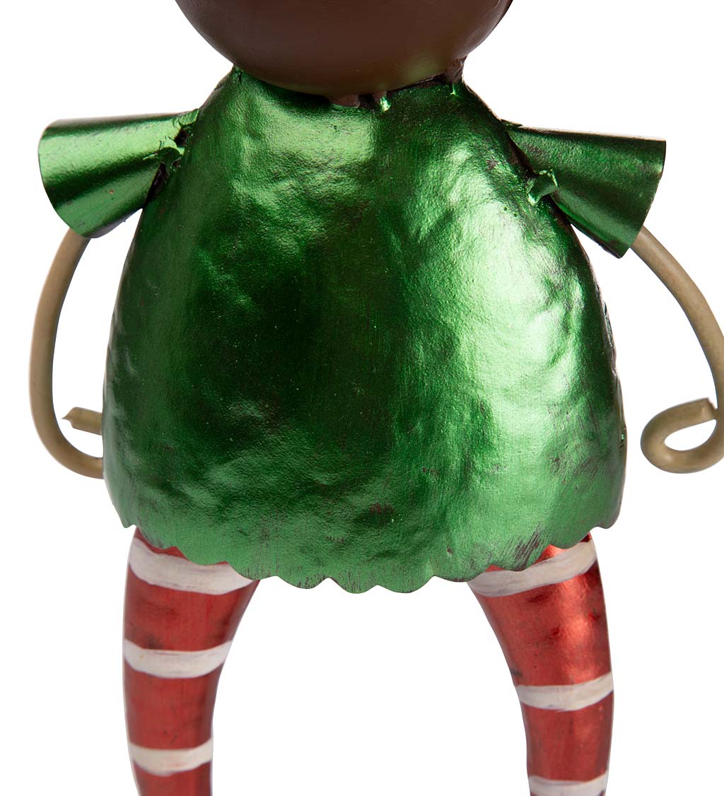 Metal Elf With Red Hat Christmas Garden Statue