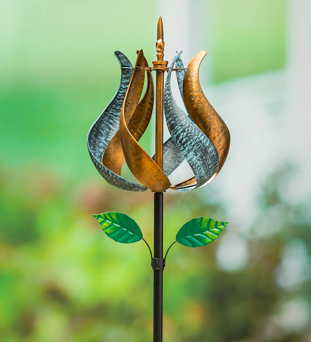 Metal Tulip Vertical Wind Spinner