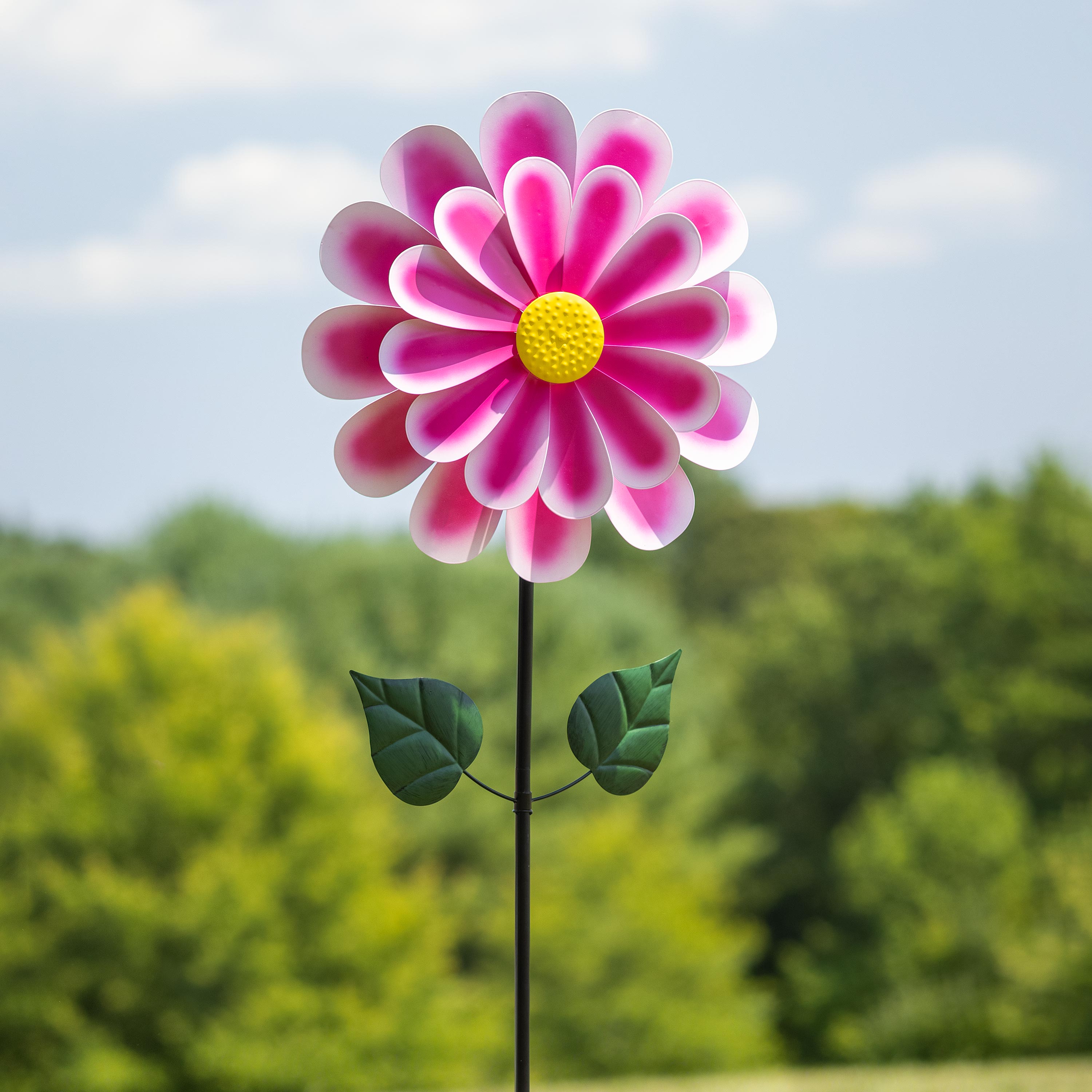 Dahlia Flower Wind Spinner - Pink