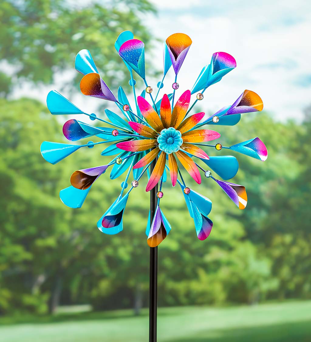 Colorful Calla Lily Metal Wind Spinner - Multi