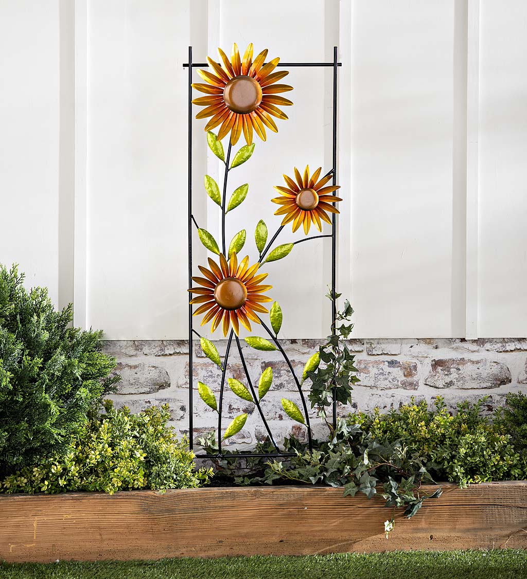 Spinning Sunflower Metal Garden Trellis