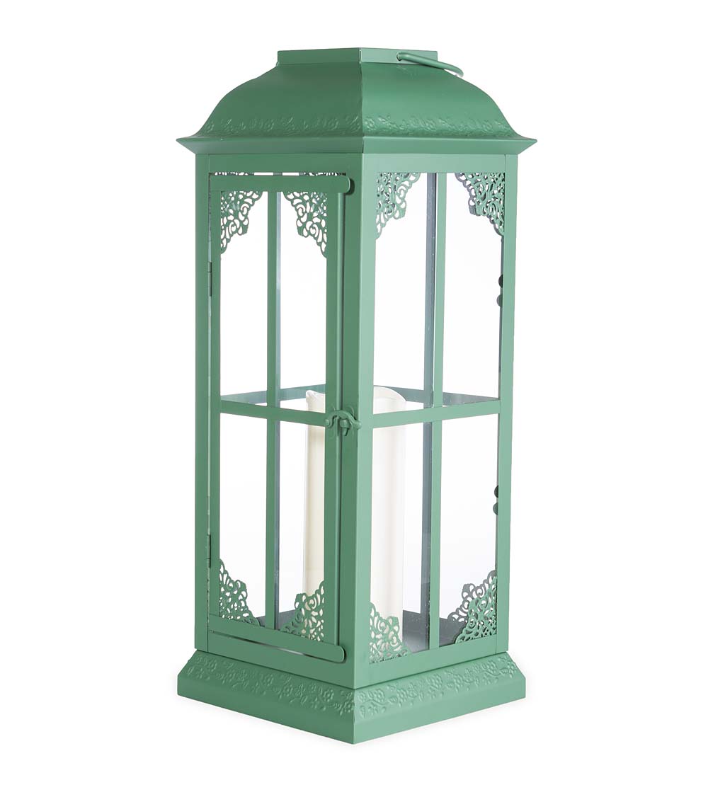 Green Filigree Metal Highland Solar Lantern