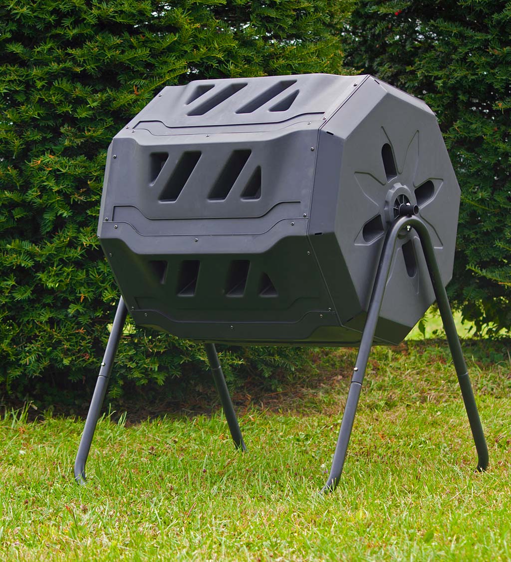 Raised Dual-Chamber Compost Tumbler