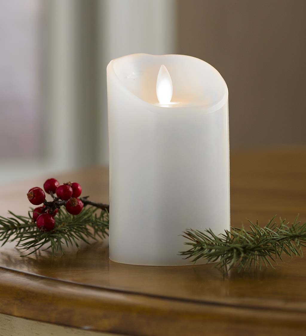 LED Pillar Candle with Flicker Flame and Auto-Timer, 5"H