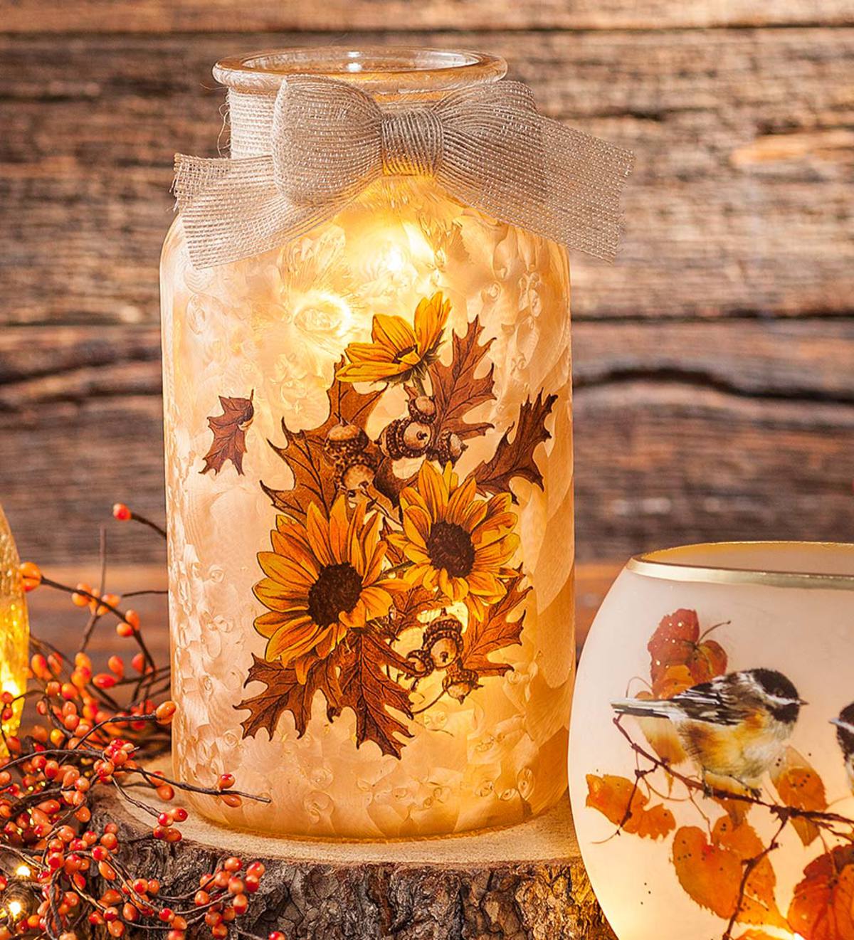 Sunflower Glass Jar Accent Light
