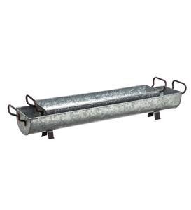 Galvanized Metal Long Trough Planters, Set of 2