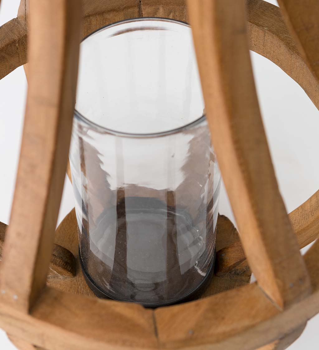 Artisanal Reclaimed Wood Lanterns With Glass Cylinder