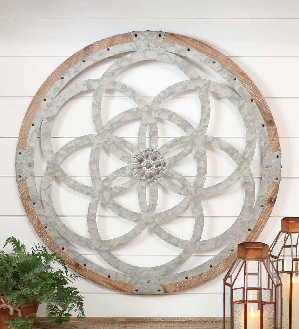 Metal And Wood Medallion Wall Art