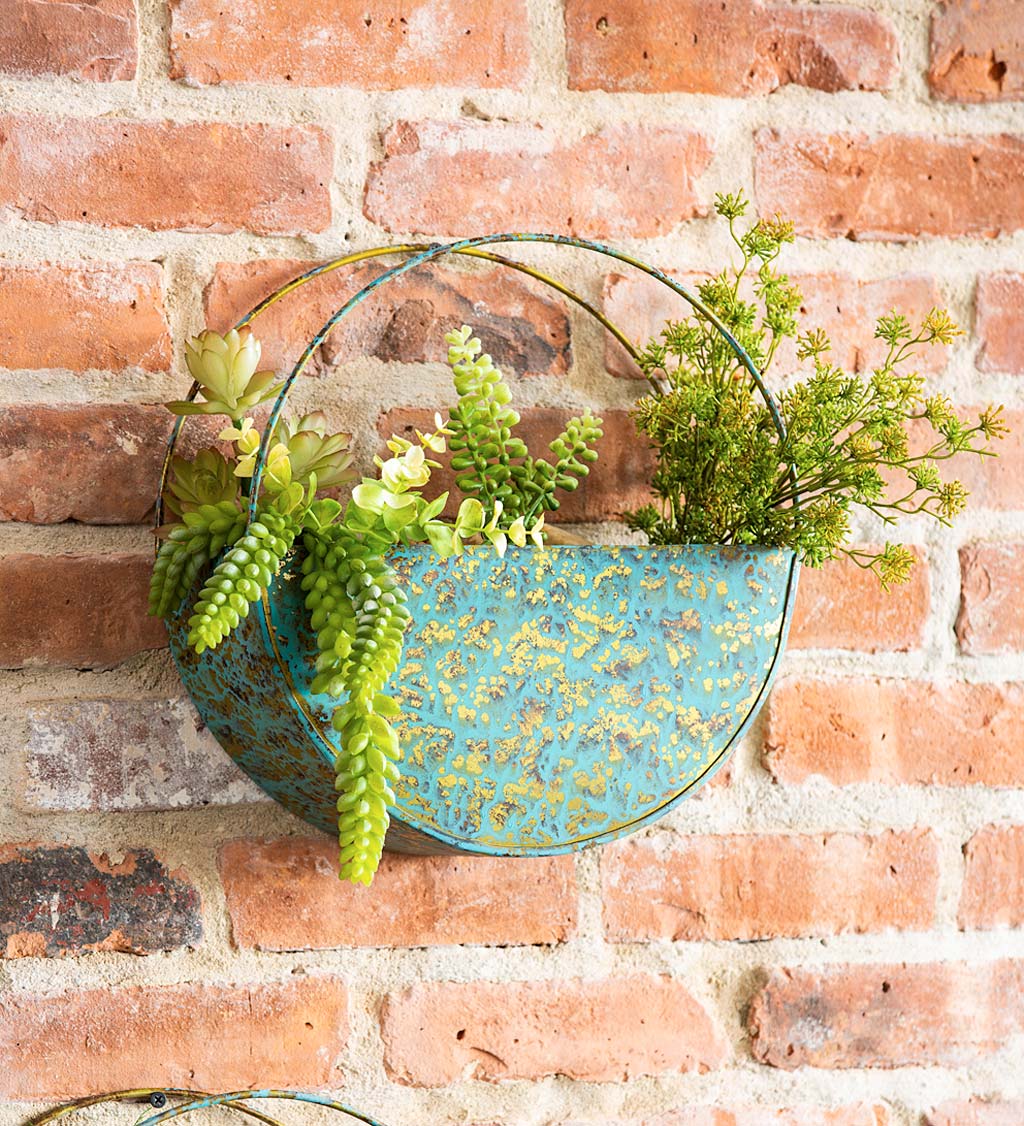 Verdigris Hanging Wall Planter