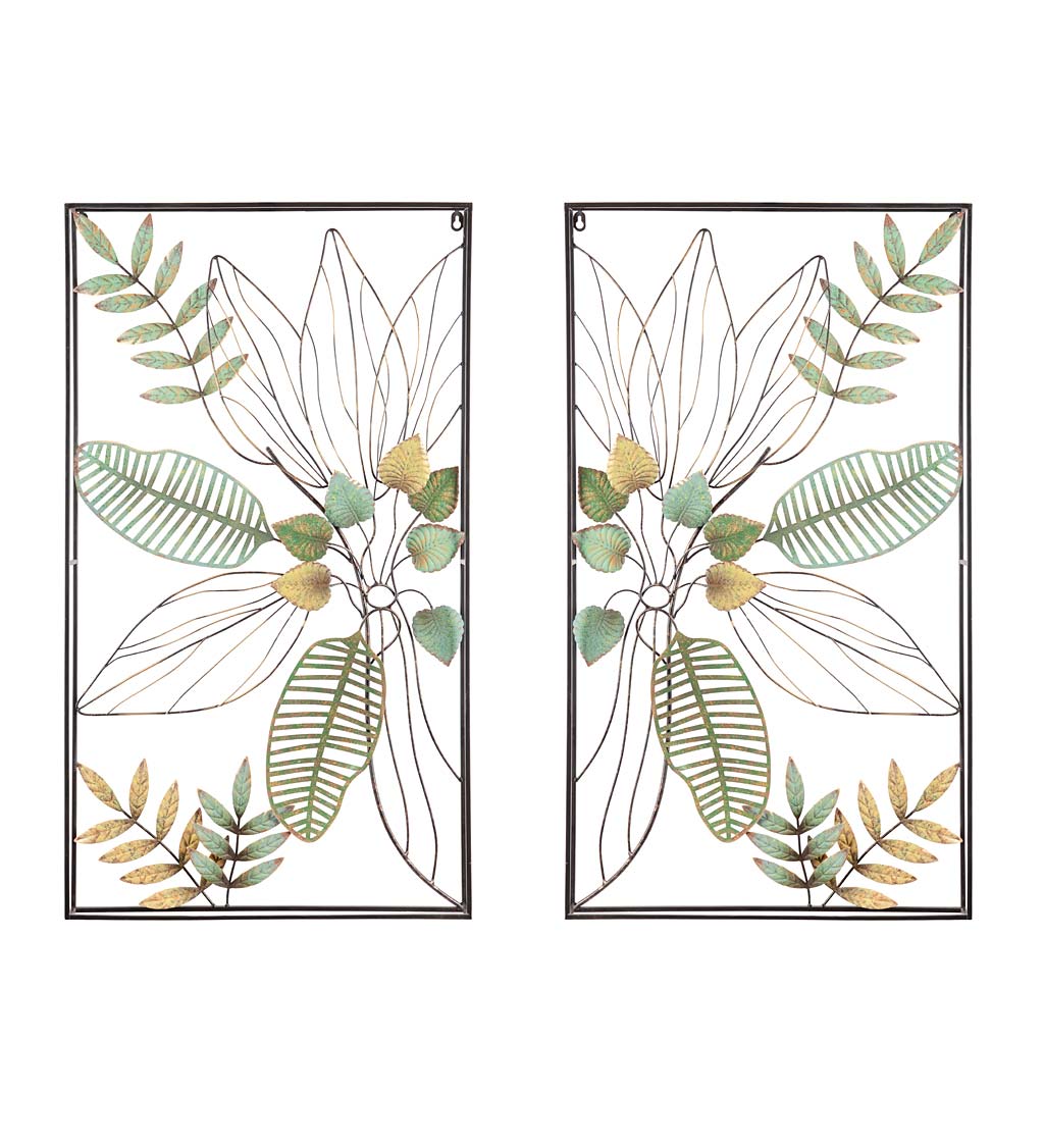 3D Metal Outdoor Botanical Fern Wall Art, Set of 2