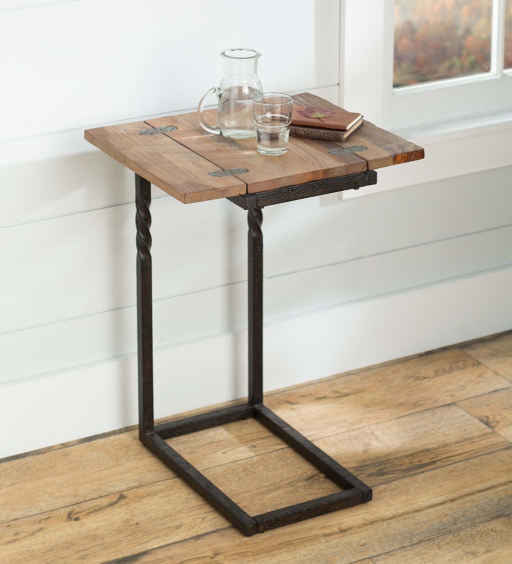 Deep Creek Rustic Pull-Up Table with Fold-Out Leaves in Wood and Metal