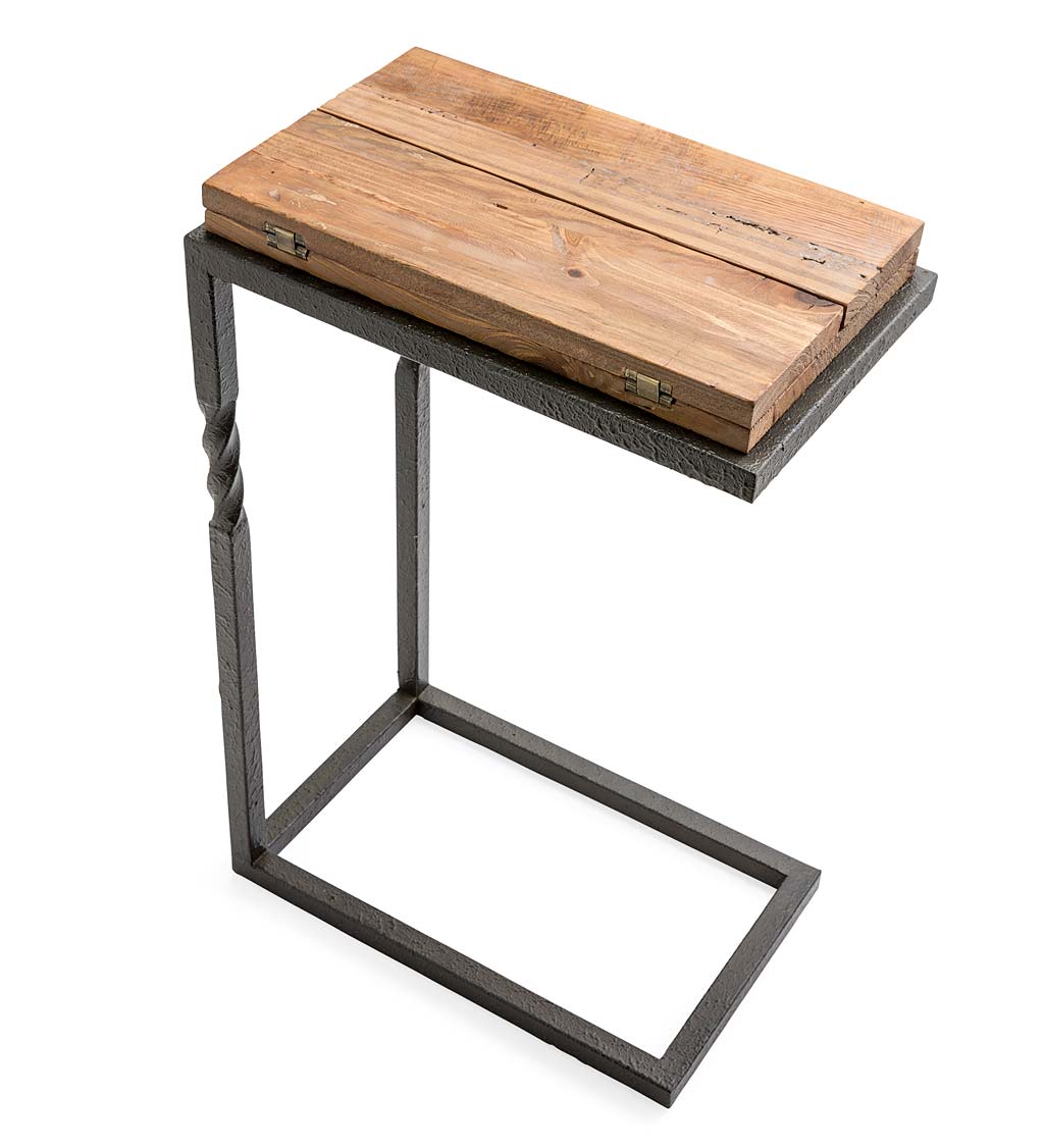 Deep Creek Rustic Pull-Up Table with Fold-Out Leaves in Wood and Metal