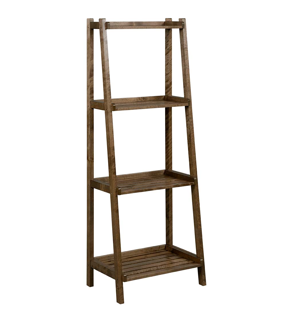 Farmhouse 4-Tier Wooden Leaning Ladder Shelf