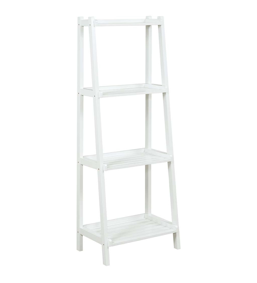 Farmhouse 4-Tier Wooden Leaning Ladder Shelf