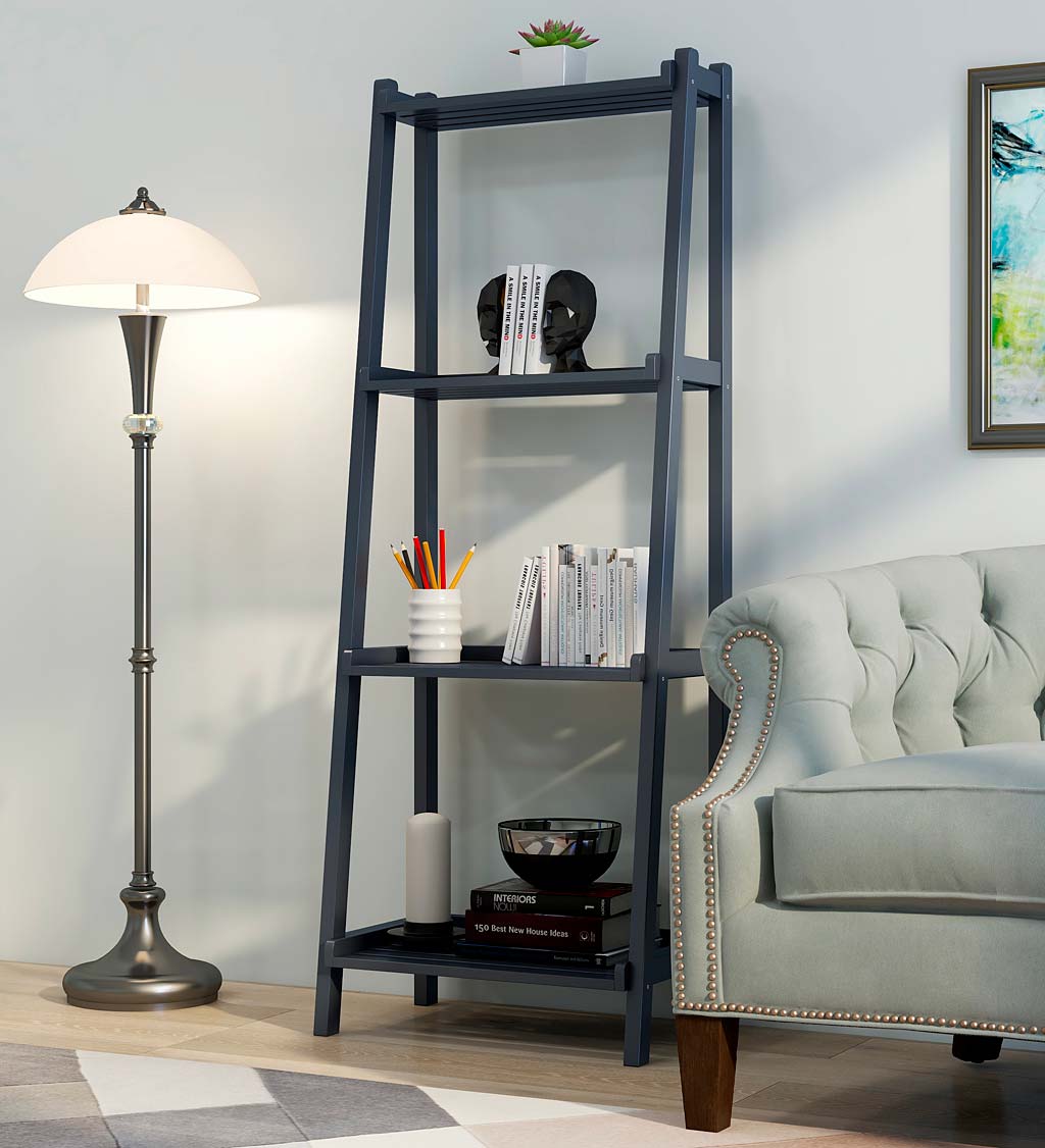 Farmhouse 4-Tier Wooden Leaning Ladder Shelf