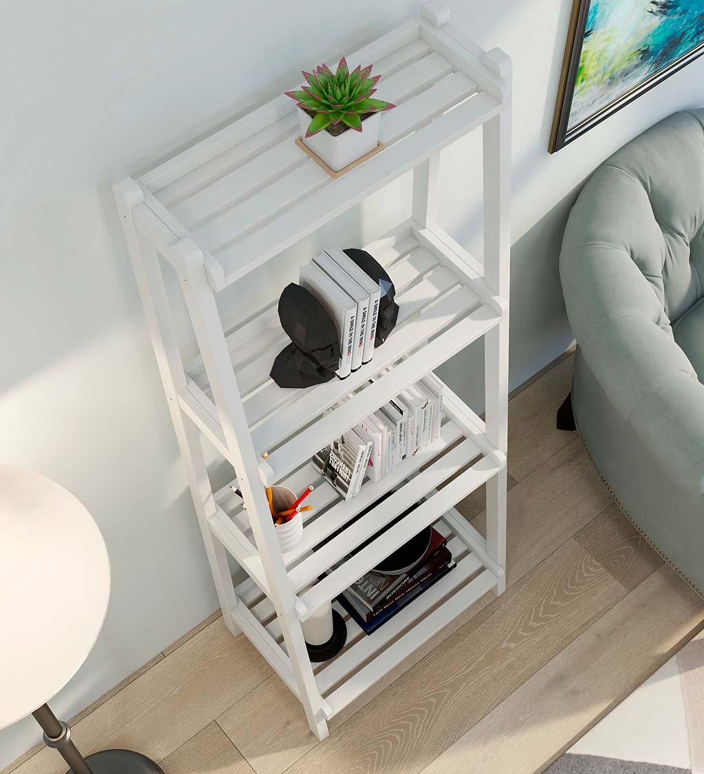 Farmhouse 4-Tier Wooden Leaning Ladder Shelf