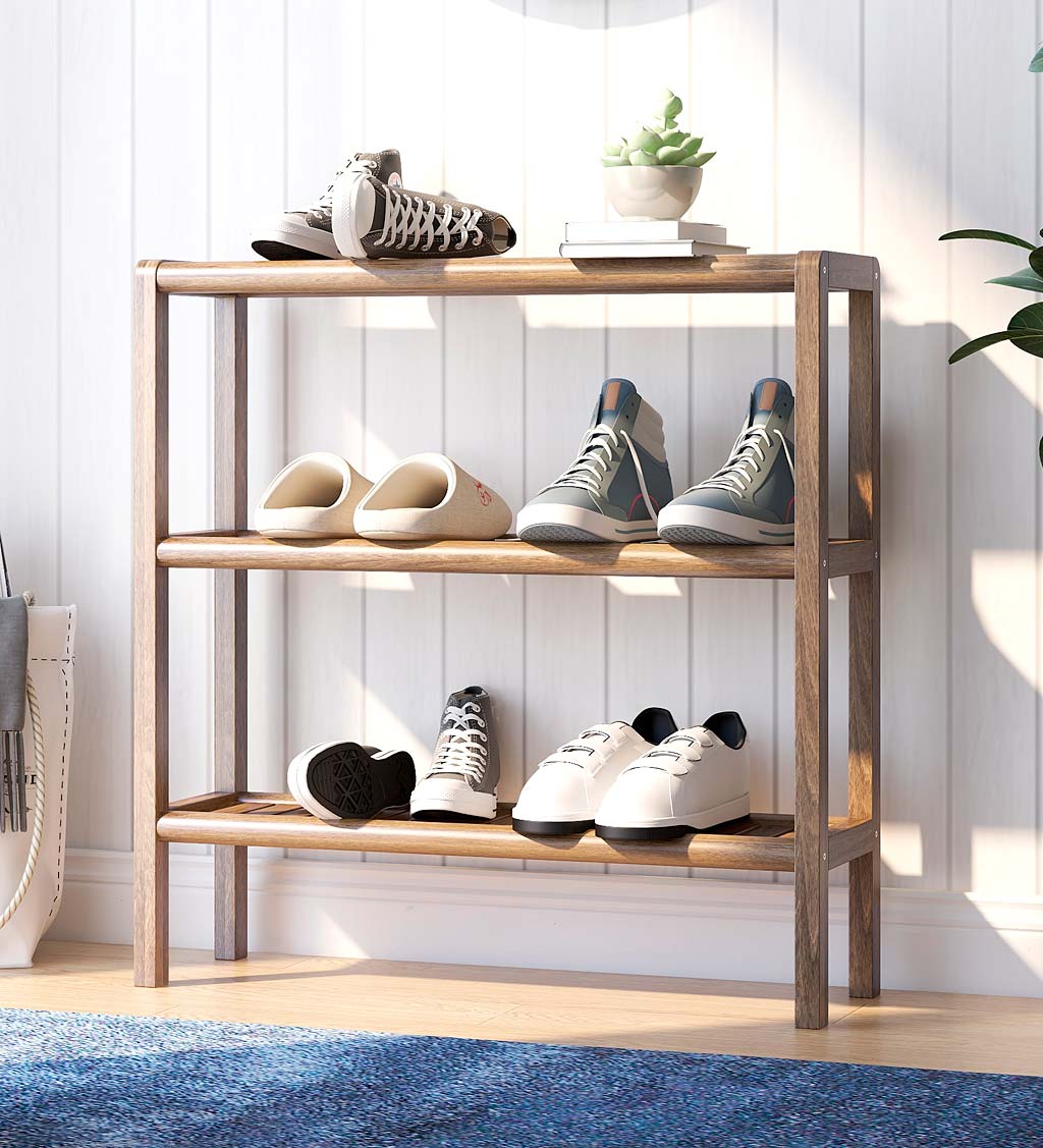 Farmhouse Three-Shelf Console Bookcase Storage Rack