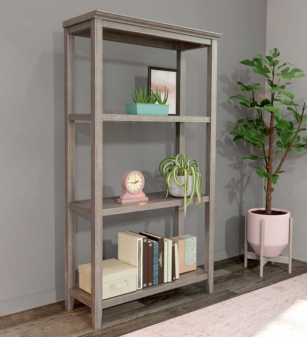 Farmhouse Three-Shelf Tall Bookcase Storage Rack