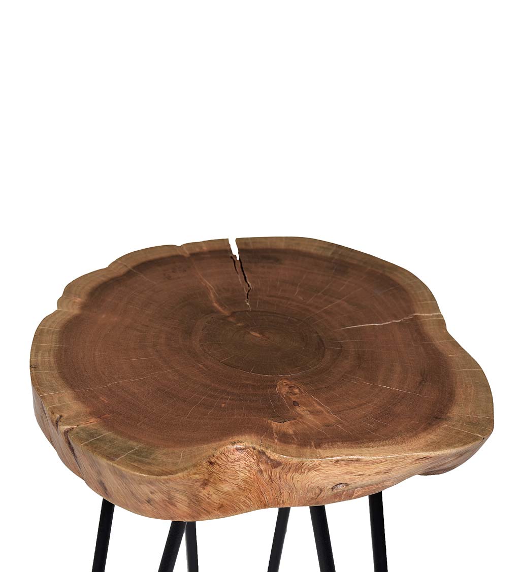 Live Edge Acacia Wood Accent Table with Hairpin Legs