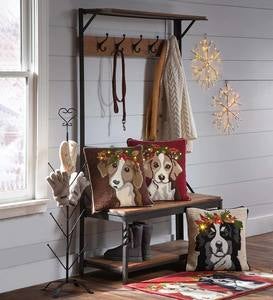Indoor/Outdoor Lighted Holiday Hounds Pillow