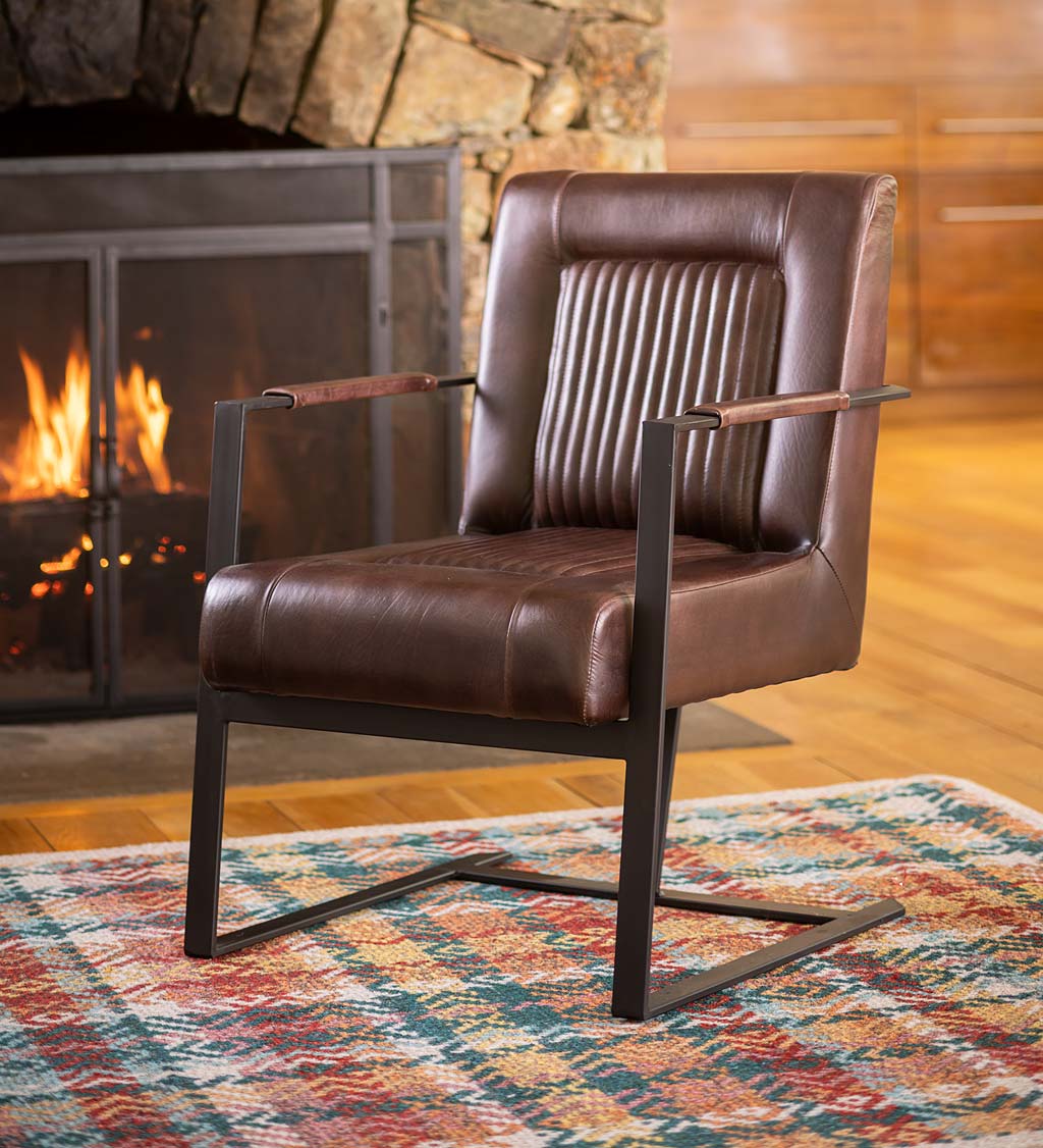 Wayne Leather and Steel Accent Chair