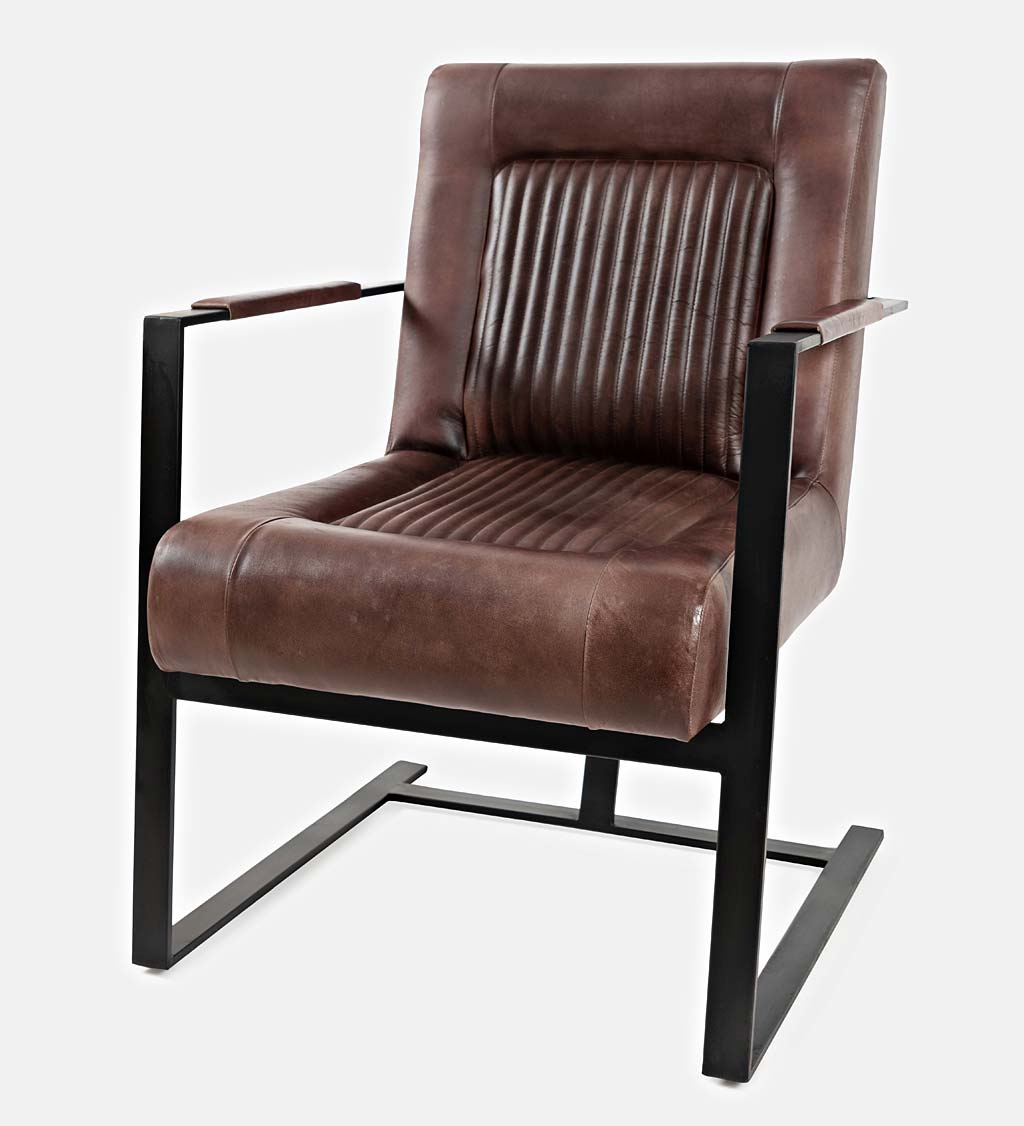 Wayne Leather and Steel Accent Chair