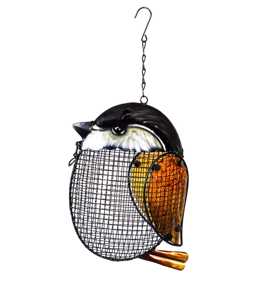 Glass Chickadee Hanging Mesh Bird Feeder