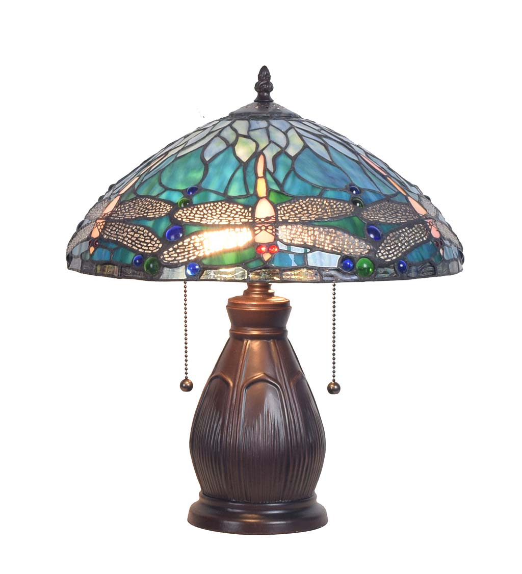 Allendale Dragonfly Tiffany Stained Glass Table Lamp