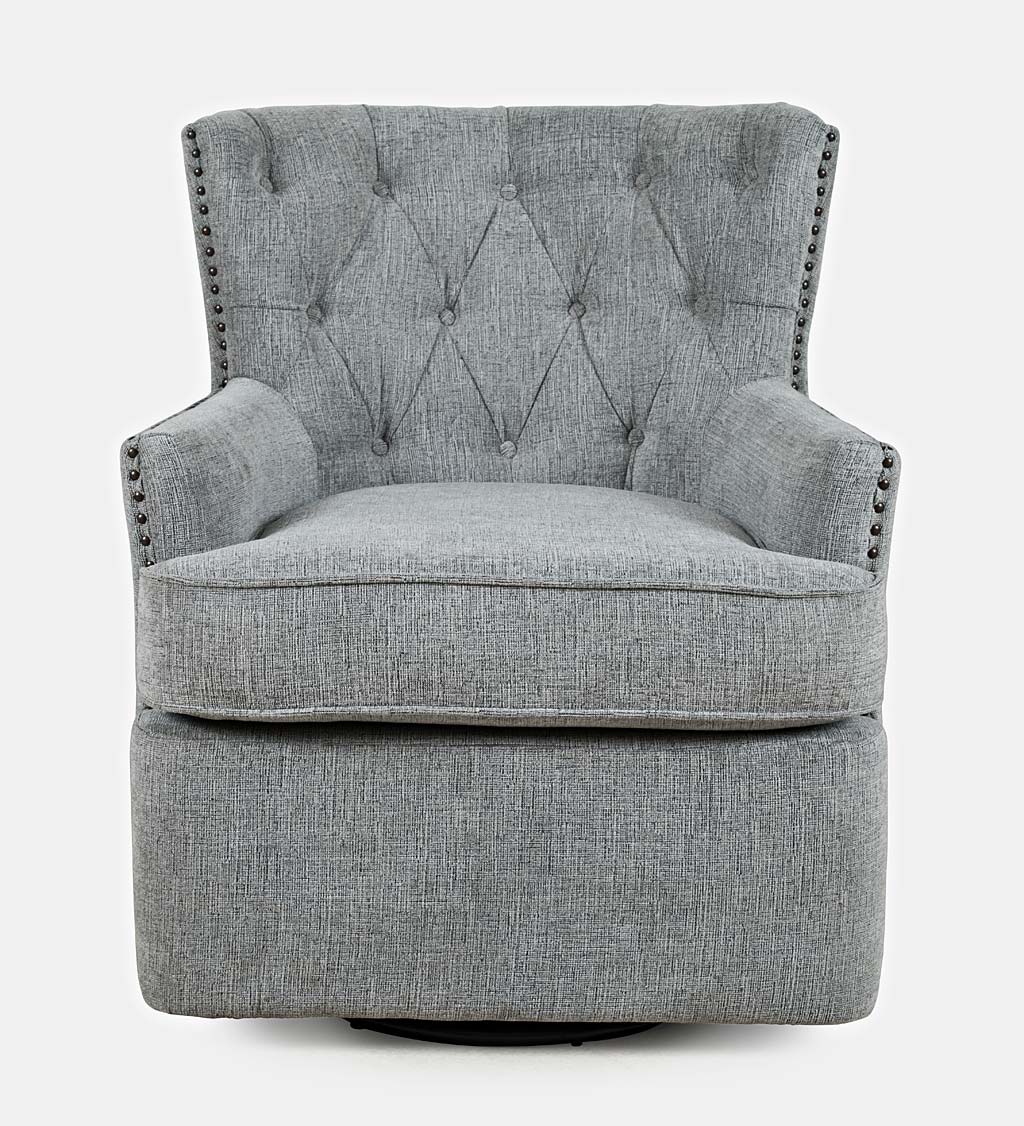 Beverly Tufted Swivel Accent Chair with Nailhead Trim