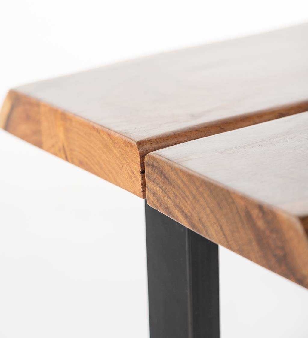 Denver Live-Edge Wood Bench with Metal Base