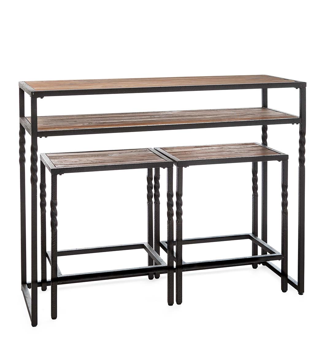 Deep Creek Three Piece Console Table Set with Stools