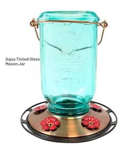 25-Ounce Vintage-Style Hanging Mason Jar Hummingbird Feeder